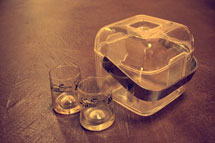 ice holder and two glasses